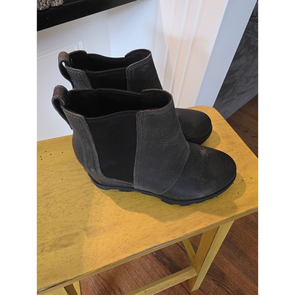 Sorel Shoes - Sorel Joan of Arctic Wedge II Chelsea Boots Quarry Grey Leather NL3346-052 6